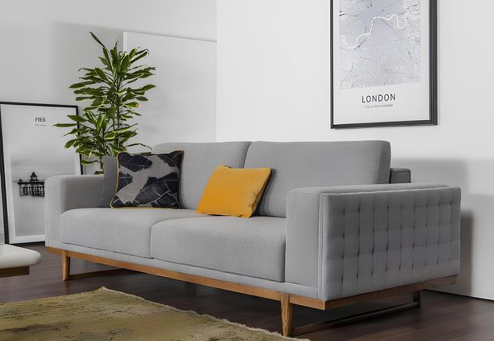 Dreisitzer Sofa 3 Sitzer Stoffsofa Sofas Modern Grau Stoff Couch Neu
