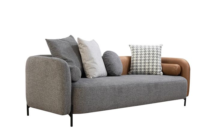 Designer Grauer Dreisitzer Wohnzimmer Möbel Polster Edle Luxus Couchen