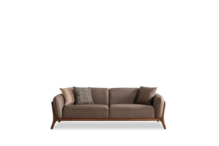 Schicker Dreisitzer Brauner Wohnzimmer 3-Sitzer Polster Textil Couch