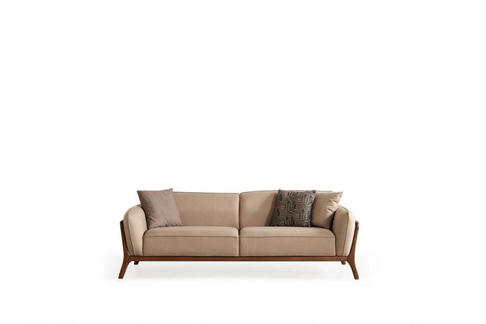 Moderne Beige Textilcouch Designer Möbel Wohnzimmer Edle Polstersofas