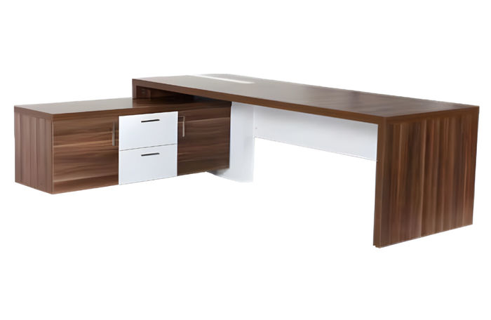 Schreibtisch mit Sideboard Bürotisch Chef Exclusive CEO Helles Holz Modern Tisch