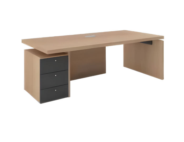 Bürotisch mit Nachttisch Arbeitszimmer Chef Exclusive CEO Helles Holz Modern Neu