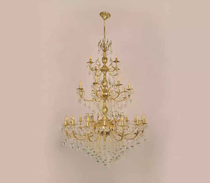 Luster Kronleuchter Deckenleuchter xxl Luxus Gold Deckenlampe Kristall