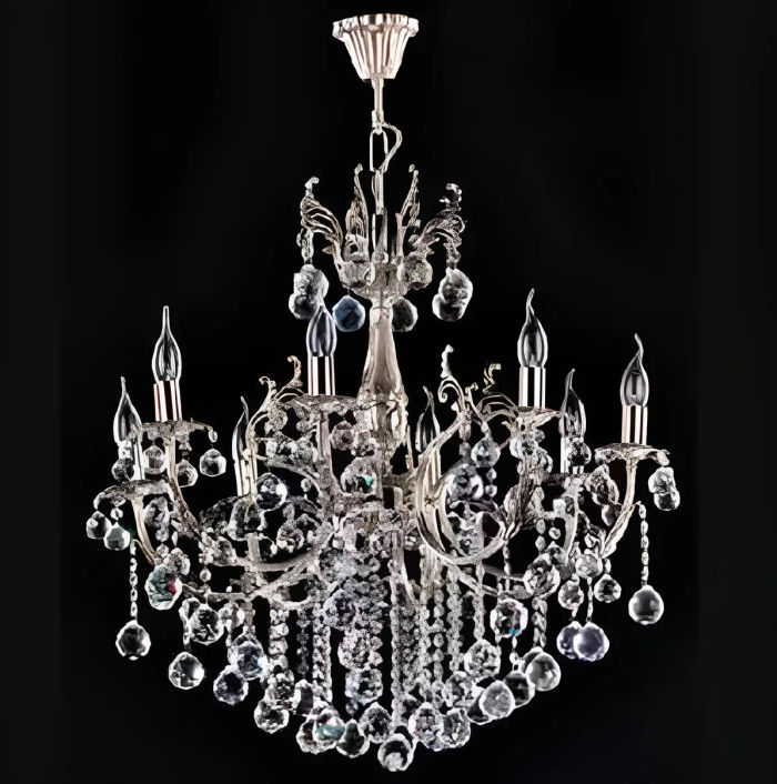 Deckenleuchter Luxus Silber Kronleuchter Deckenlampe Lüster Kristall Lampe