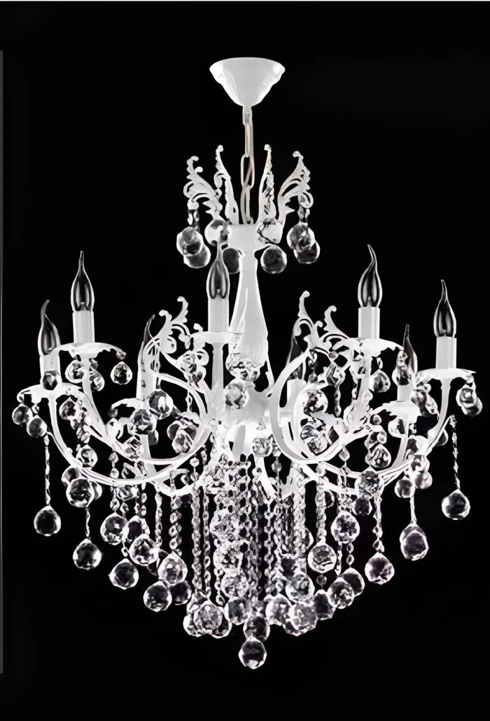 Luxus Deckenleuchter Weiß Kronleuchter Deckenlampe Lüster Kristall Lampe