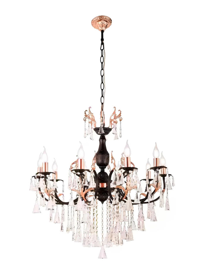 Luxus Deckenleuchter Kronleuchter Deckenlampe Luster Schwarz Kristall