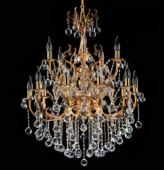 Deckenleuchter Luxus Kronleuchter Deckenlampe Lüster Gold Kristall 75x125