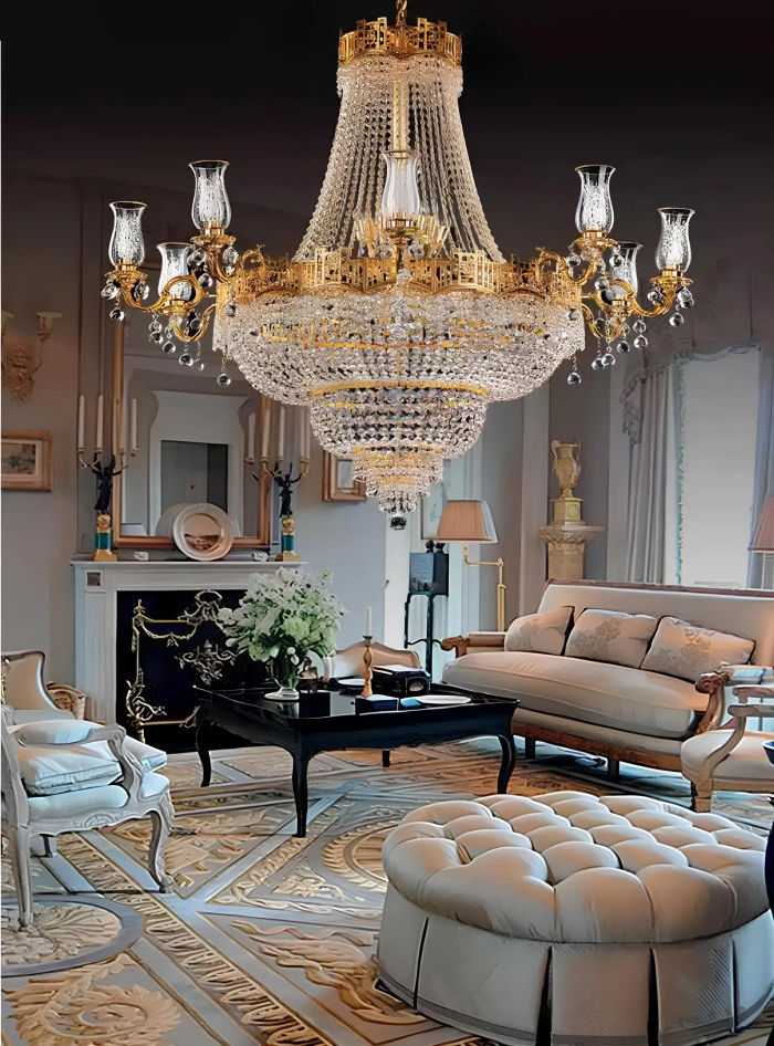 Luxus Deckenleuchte Kronleuchte Deckenlampe Luster Gold Kristall Lampe