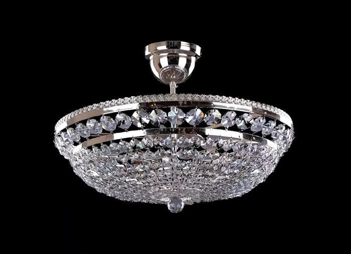 Rund Silber Luxus Deckenlampe Lüster Deckenleuchter Silber Kronleuchter Kristall