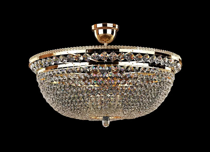 Runde Kristall Leuchte Deckenlampe Luxus Lüster Deckenleuchter Gold Kronleuchter