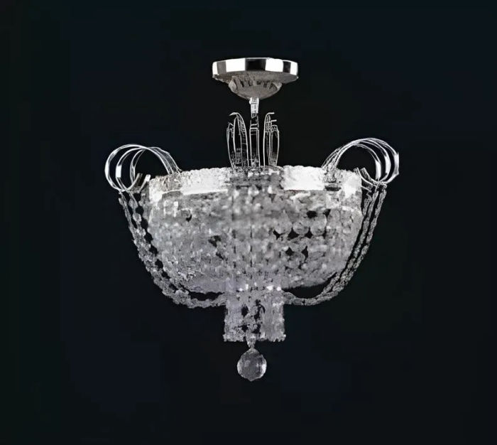Deckenlampe Lüster Kristall Deckenleuchter Lampe Kronleuchter Silber