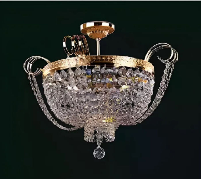 Deckenleuchter Luxus Kronleuchter Deckenlampe Lüster Gold Kristall