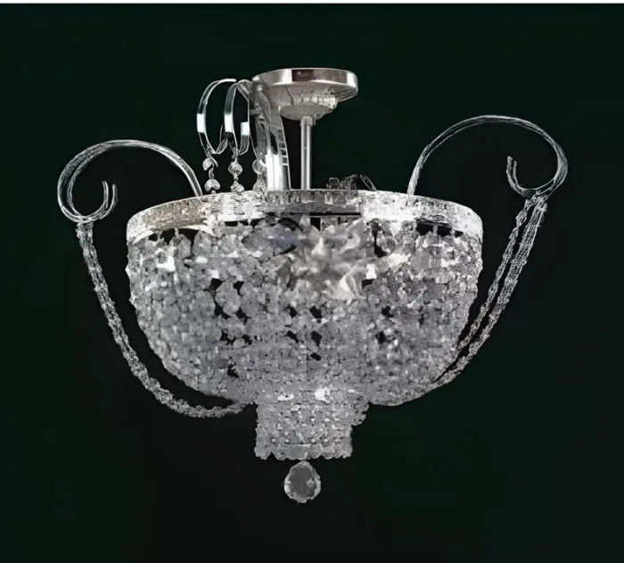Lüster Deckenleuchter Luxus Kronleuchter Deckenlampe Silber Kristall