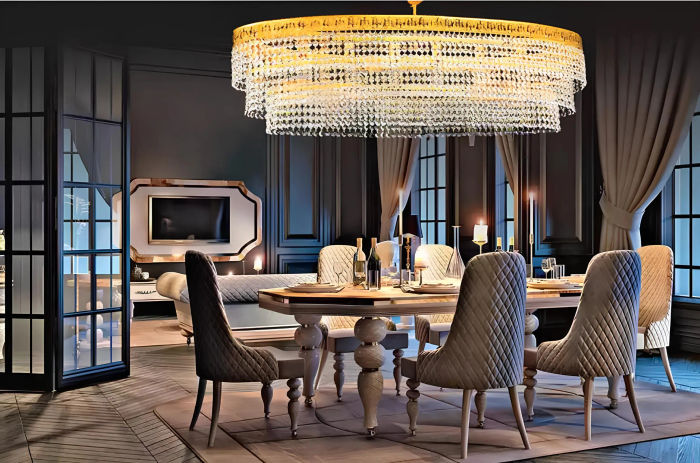 Luxus Lüster Deckenleuchter Gold Kronleuchter Deckenlampe Kristall Art