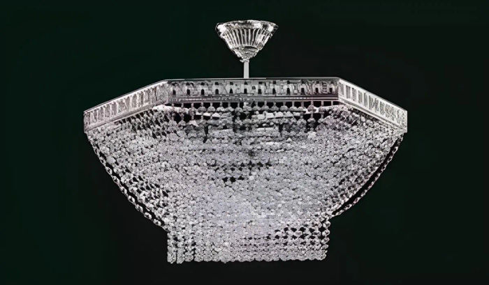 Luxus Lüster Deckenleuchter Silber Kronleuchter Deckenlampe Kristall
