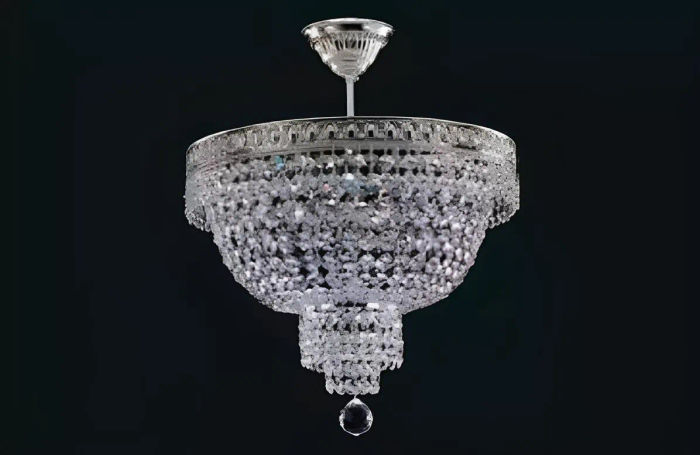 Lüster Deckenleuchter Luxus Silber Kronleuchter Deckenlampe Kristall