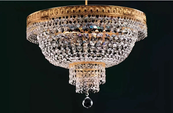Lüster Deckenleuchter Luxus Gold Kronleuchter Deckenlampe Kristall Art
