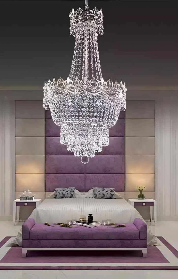 Kronleuchter Deckenleuchter Silber Deckenlampe Lüster Kristall Hängelampe