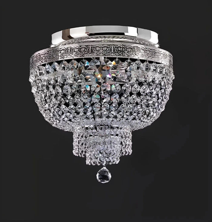 Deckenlampe Deckenleuchter Luxus Silber Kronleuchter Lüster Kristall