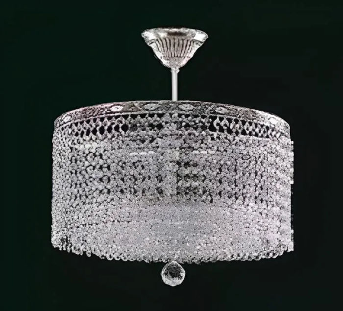 Runde Deckenlampe Kristall Deckenleuchter Luxus Silber Kronleuchter Lüster