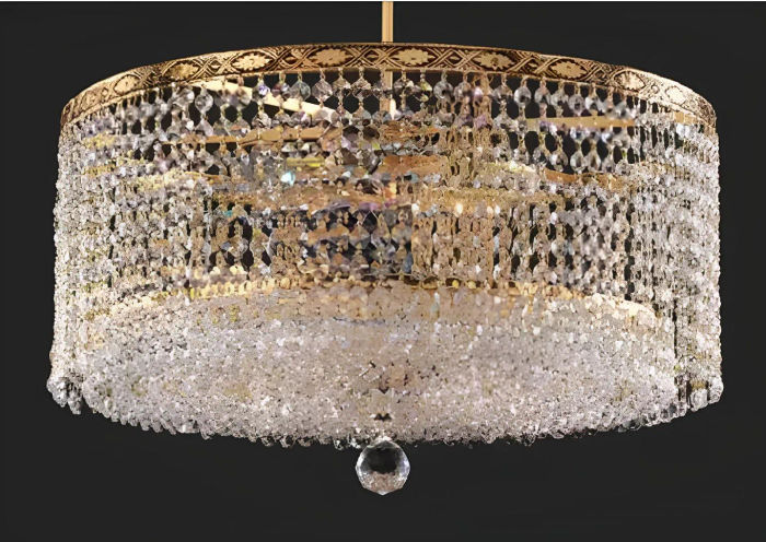 Lüster Deckenleuchter Luxus Gold Kronleuchter Runde Deckenlampe Kristall Art