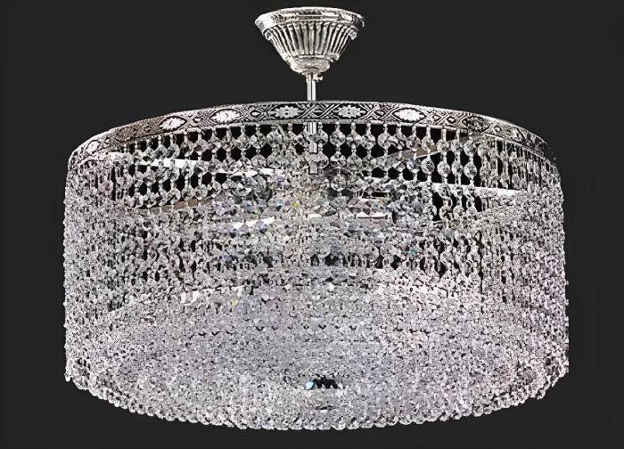 Runde Deckenlampe Deckenleuchter Luxus Silber Kronleuchter Lüster Kristall