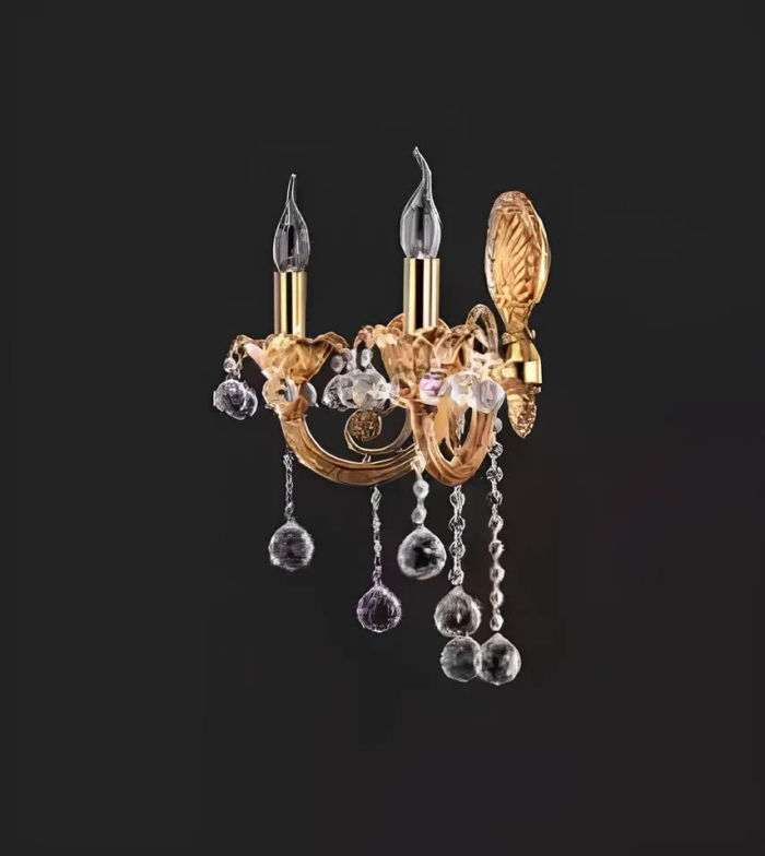 Wandleuchte Wandlampe Wandleuchten Art Lüster Wand Lampe Gold Kristall