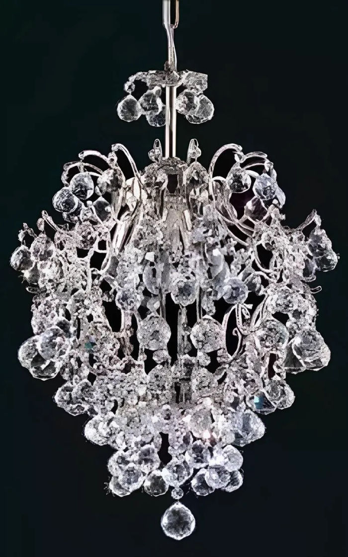 Luxus Lüster Deckenleuchter Deckenlampe Kronleuchter Kristall Silber