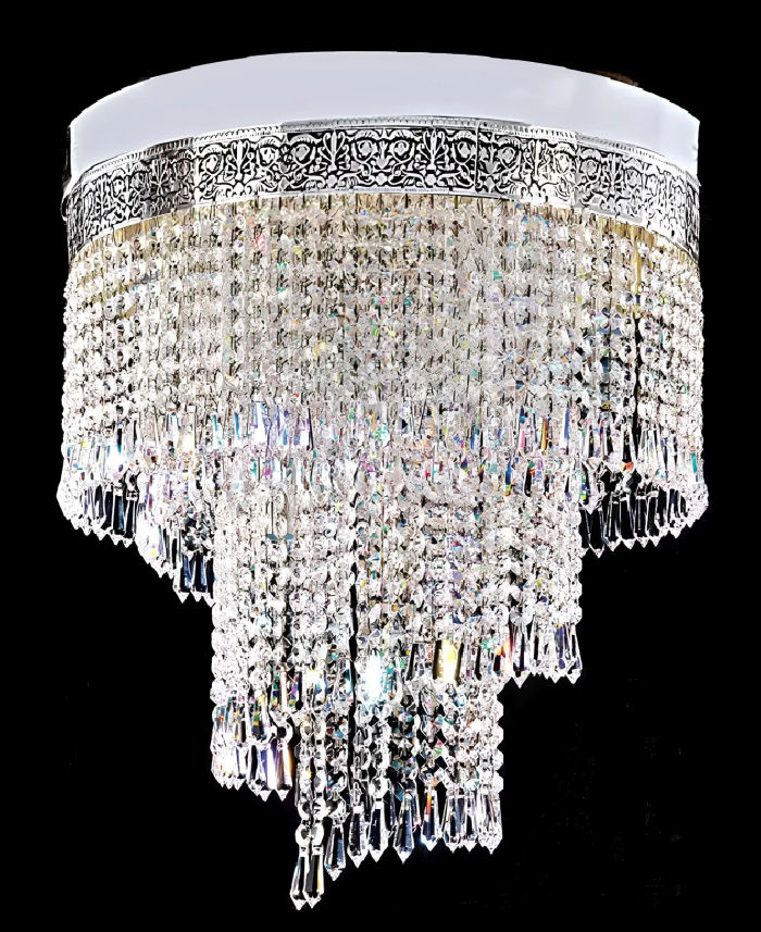 Lüster Deckenleuchter Silber Kronleuchter Deckenlampe Kristall 40x70 Lampe