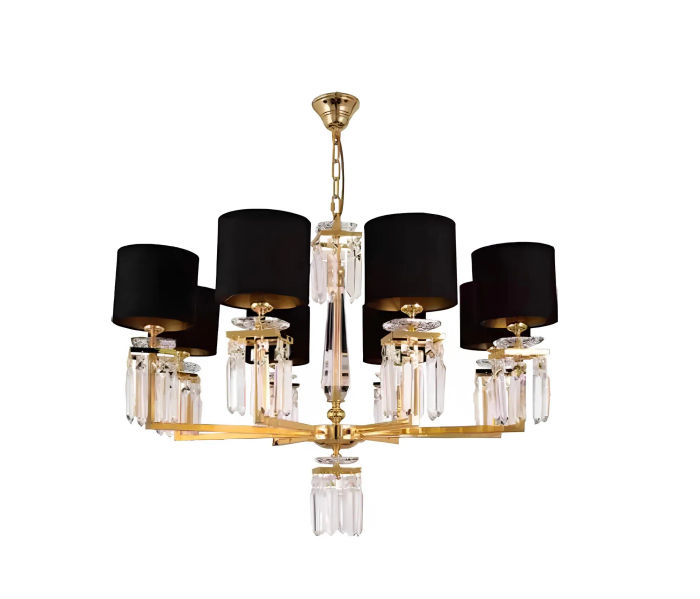 Kronleuchter Deckenleuchter Gold Deckenlampe Lüster Kristall Schwarz