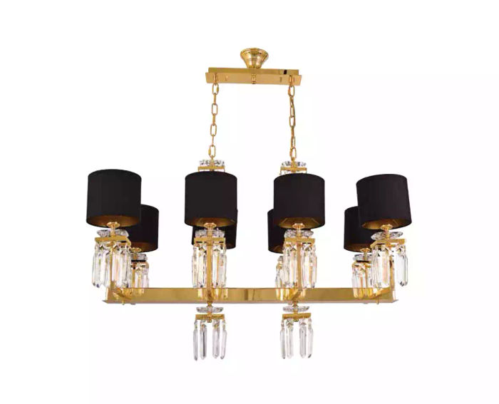 Deckenleuchter Kronleuchter Gold Deckenlampe Luster Kristall Schwarz