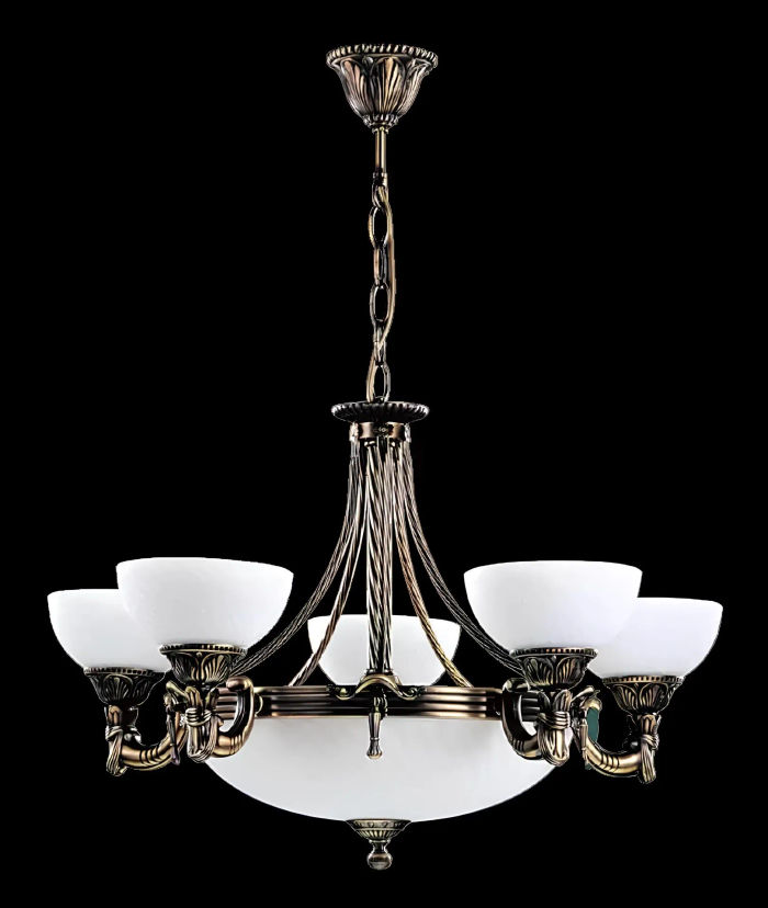 Lüster Deckenlampe Deckenleuchter Kronleuchter Glas Weiß Lampen Art