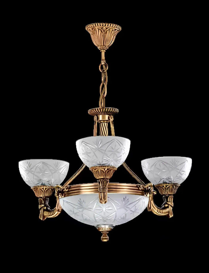 Kronleuchter Deckenlampe Lüster Deckenleuchter Lampe Glas Grau Gold