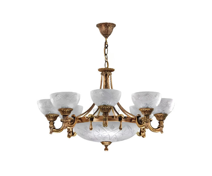 Deckenlampe Lüster Deckenleuchter Lampe Kronleuchter Glas Gold Grau