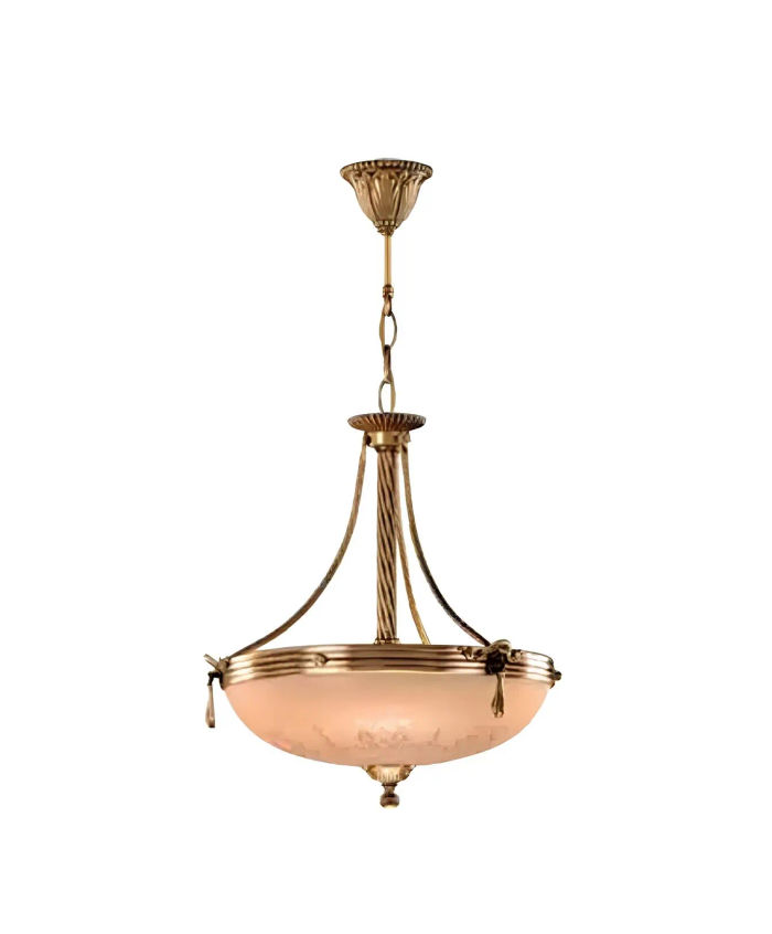 Kronleuchter Deckenlampe Lüster Deckenleuchter Lampe Glas Gold Beige