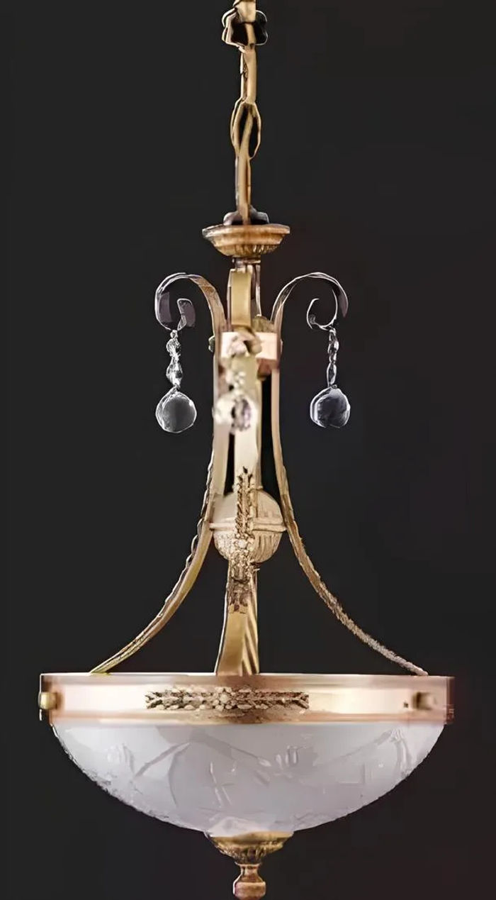 Lampe Deckenlampe Lüster Deckenleuchter Kronleuchter Glas Gold Grau