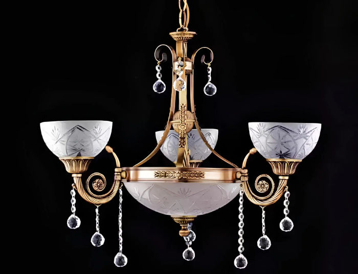 Kronleuchter Lampe Deckenlampe Lüster Deckenleuchter Glas Gold Grau
