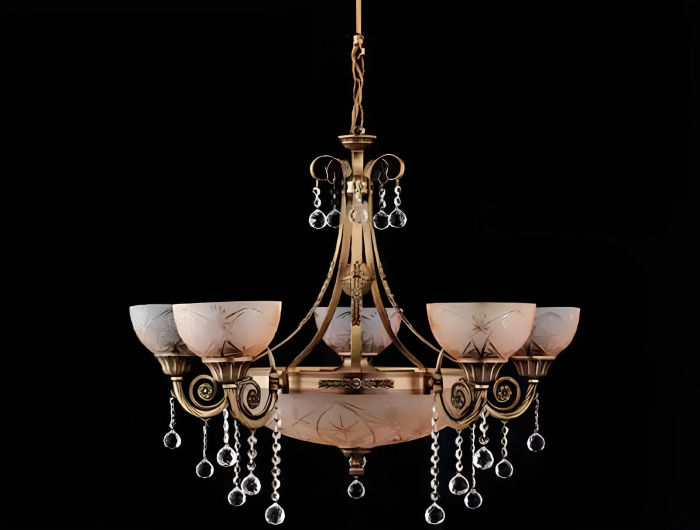 Deckenlampe Lüster Deckenleuchter Lampe Kronleuchter Glas Gold Braun