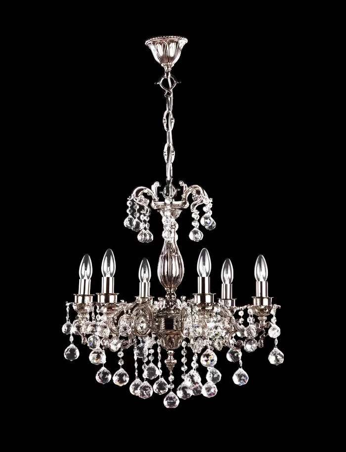 Lampe Kronleuchter Leuchte klassisch Luxus Wohnzimmer Chrome Kristall