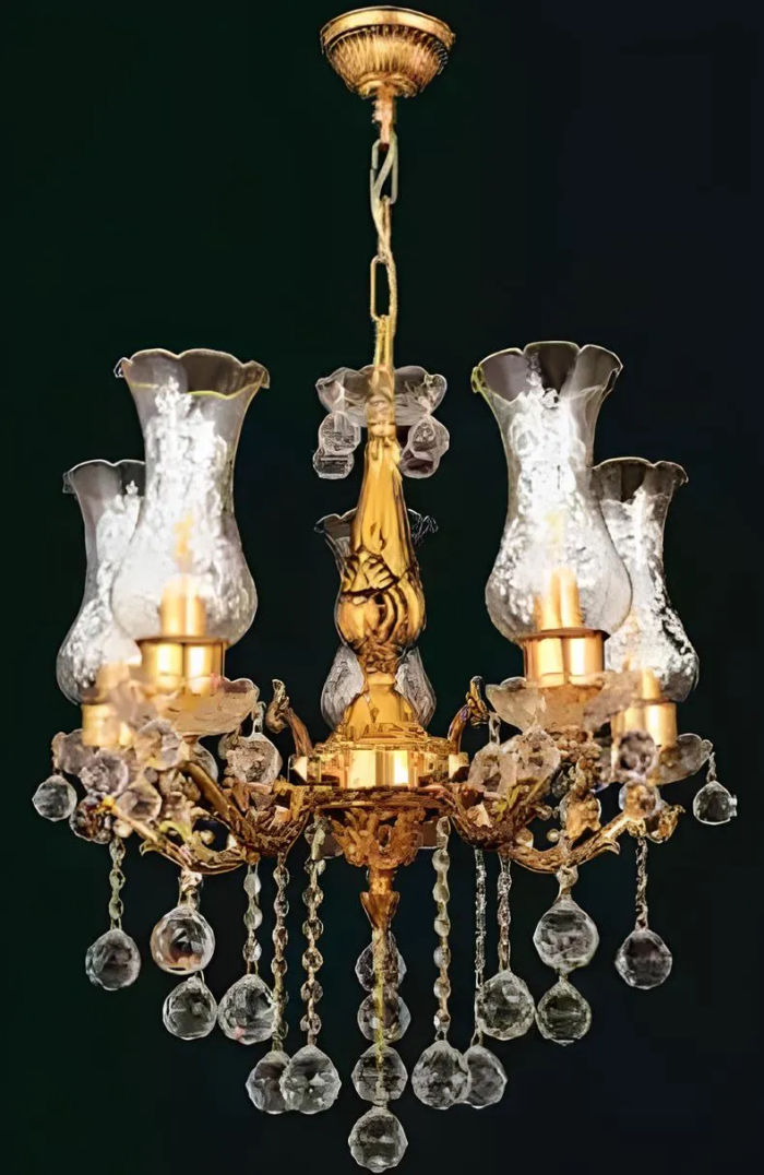 Deckenleuchter Luxus Gold Kronleuchter Deckenlampe Lüster Kristall Art