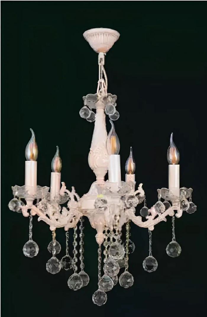 Lüster Deckenleuchter Luxus Beige Kronleuchter Deckenlampe Kristall