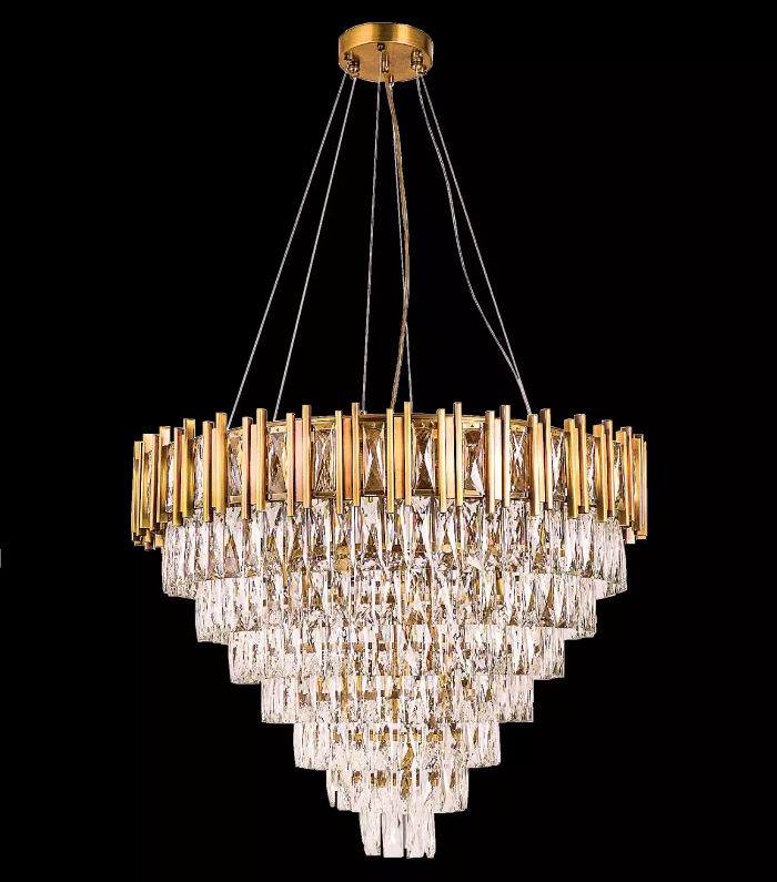 Luster Kronleuchter Deckenleuchter Luxus Gold Deckenlampe Kristall