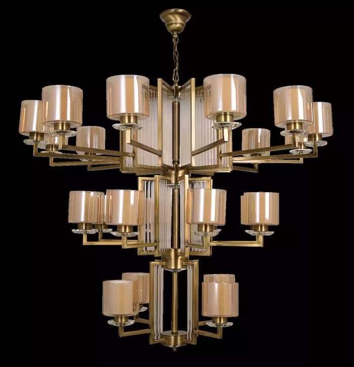 Deckenleuchter Kronleuchter Luxus Gold Deckenlampe Lüster Glas Modern