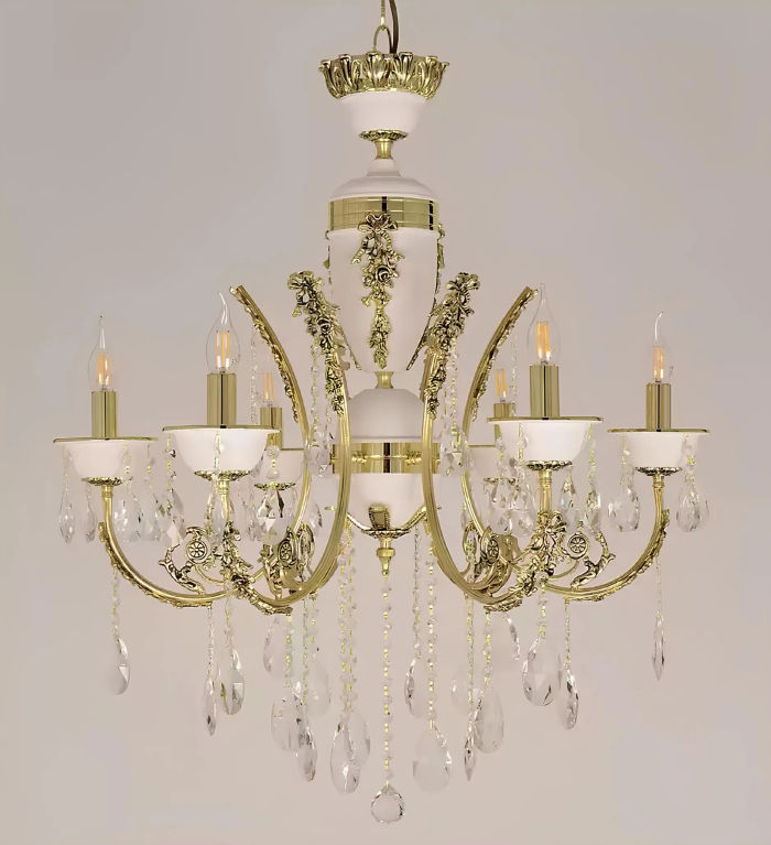 Luxus Kronleuchter Deckenlampe Luster Deckenleuchte Gold Kristall 60x100cm