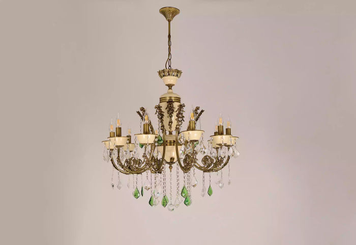 Luxus Kronleuchter Deckenlampe Lüster Leuchte Lampe Braun Kristall 80cm