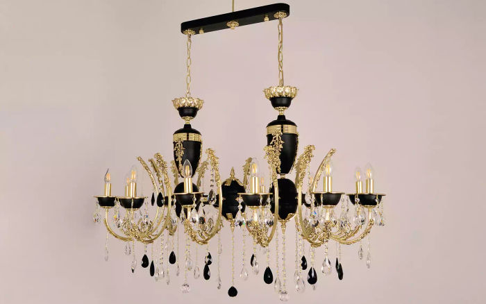 Deckenleuchte Luxus Kronleuchter Deckenlampe Luster Kristall Schwarz Lampe