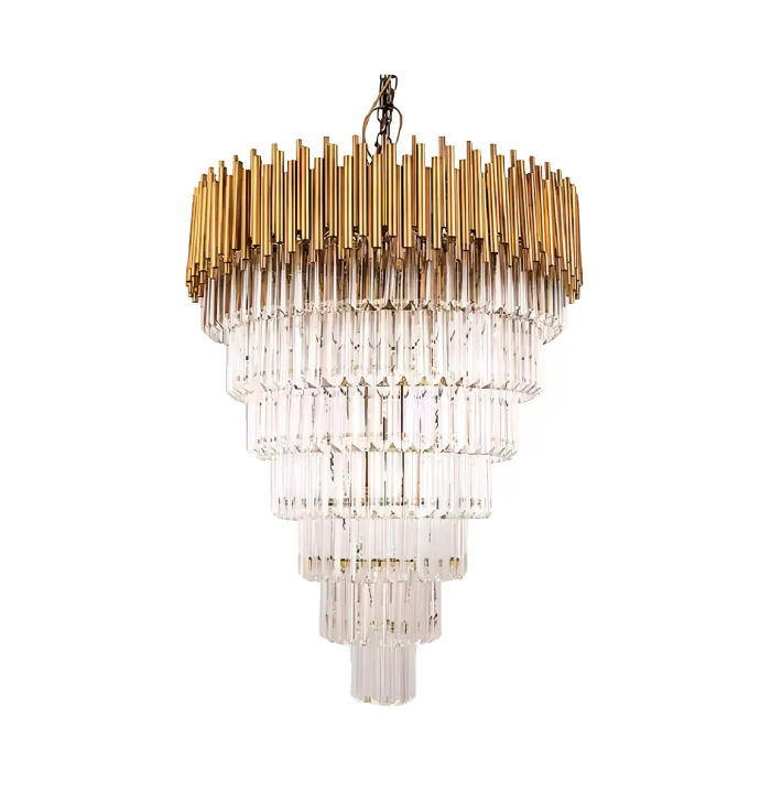 Kronleuchter Luster Deckenleuchter Luxus Deckenlampe Kristall Gold Kegel