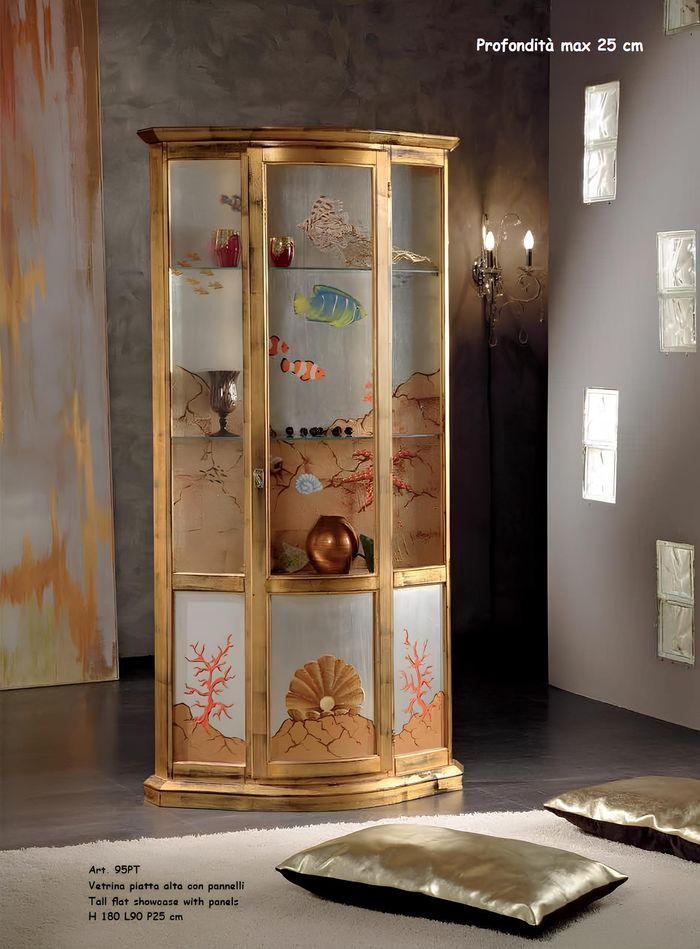 Klassische Vitrine Glas Holz Schrank Vitrine Luxus Möbel Gold Anrichte Italien
