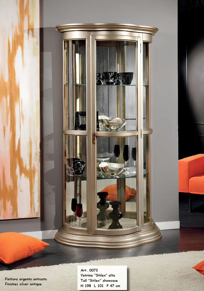 Klassisch Vitrinen Glas Schrank Vitrine Holz Wohnzimmer Luxus Braun Anrichte