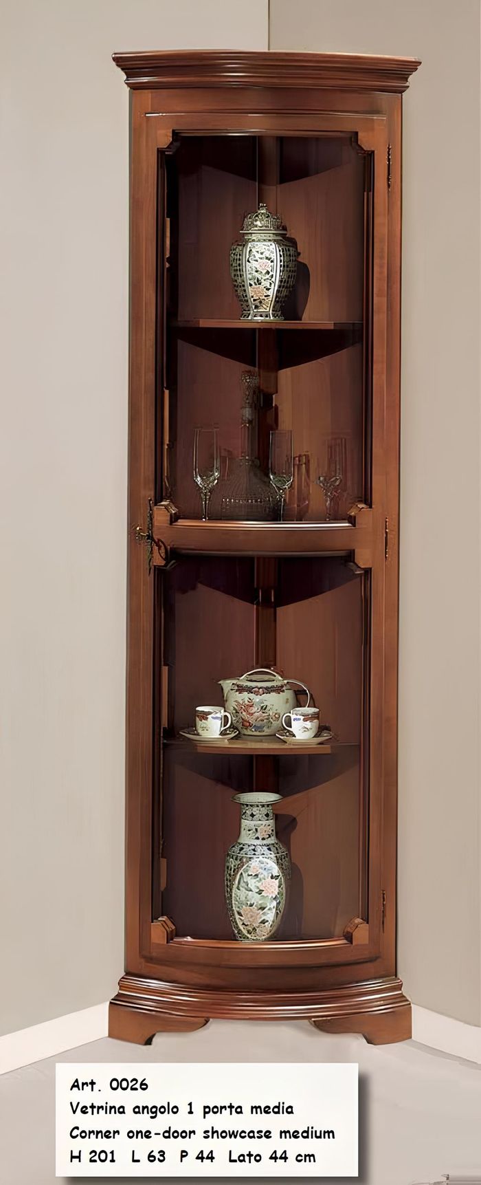 Vitrine Holzschränke Glasvitrine Schrank Eckvitrine Braun Italienische Möbel Neu